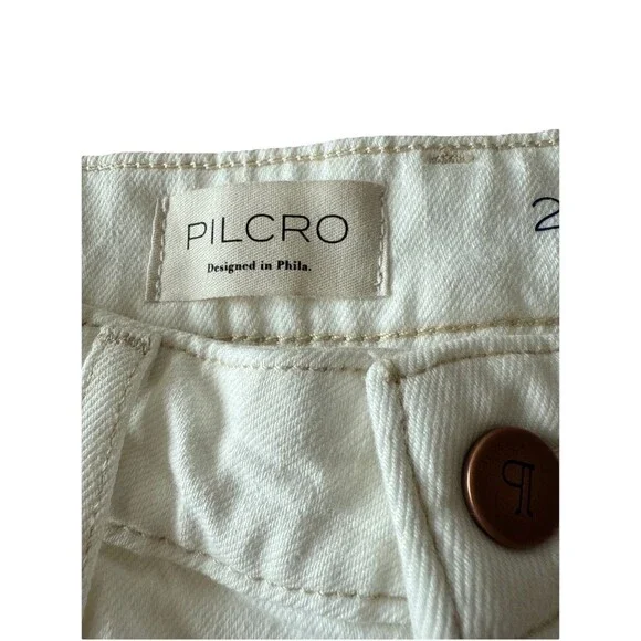 Anthropologie Pilcro The Austyn High Rise‎ Cuffed Jean Shorts Ivory Size 28 NWT - Picture 4 of 11